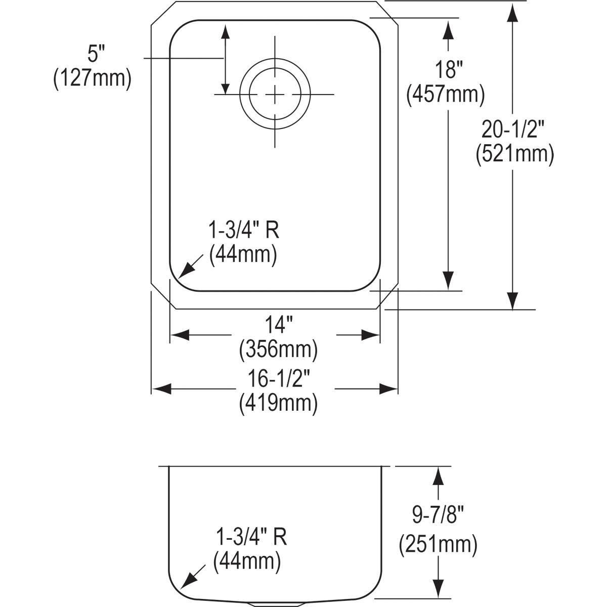 Elkay Lustrous Satin 25 x 22 in. Stainless Steel Single Bowl Drop-in Kitchen Sink in Lustrous Satin 