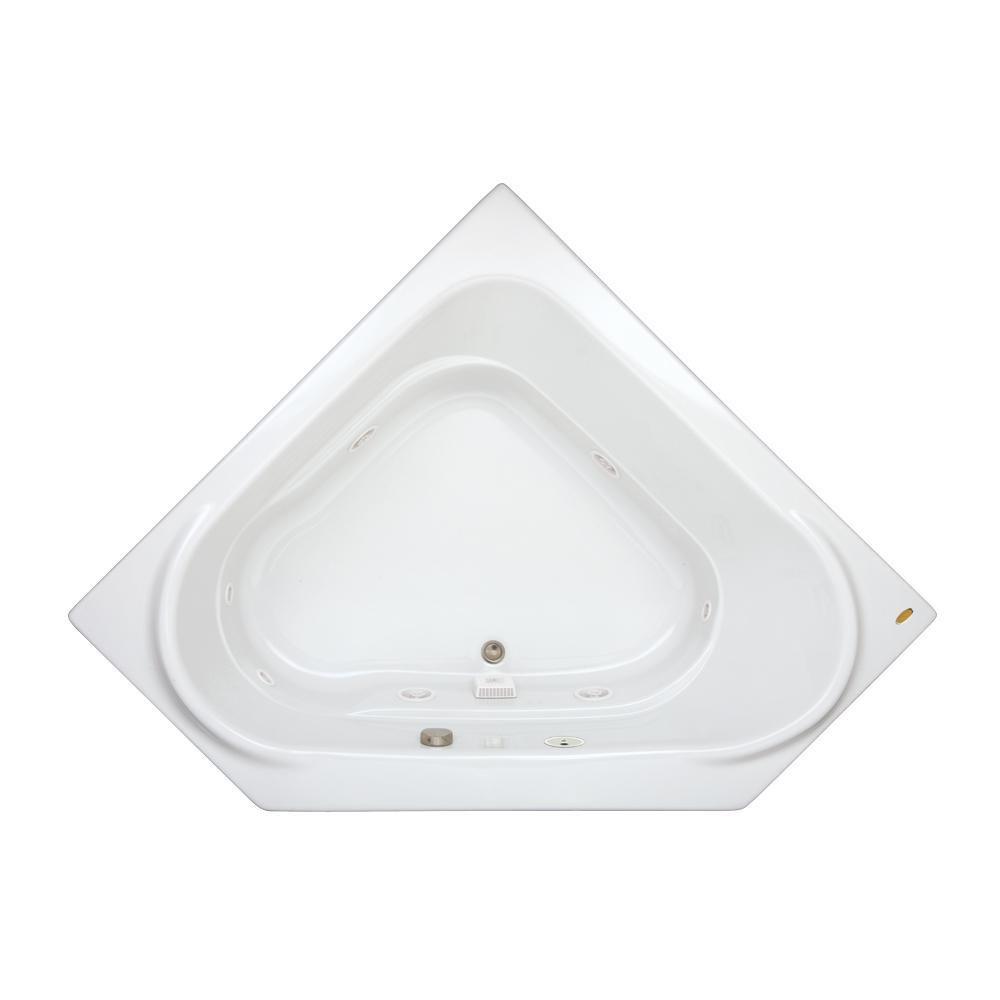 JACUZZI&reg; White 60 x 60 in. 8-Jet Acrylic Corner Drop-In or Skirted Whirlpool Bathtub with Center Drain and J2 Basic Control 