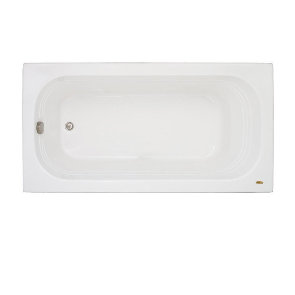 JACUZZI&reg; White 66 x 34 in. Soaker Drop-In Bathtub with End Drain 
