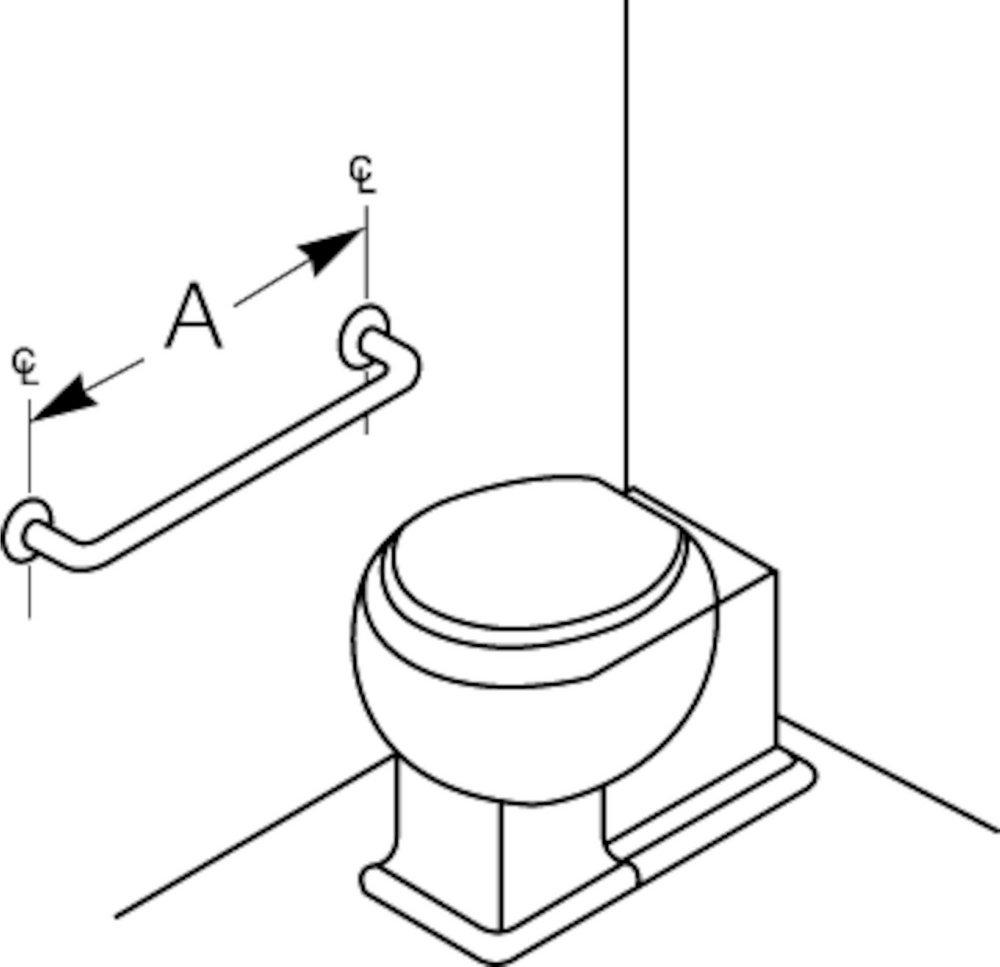Bradley Corporation Satin 1-1/2 X 12 Concealed Mount Grab Bar HD Stainless Steel 