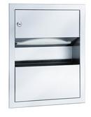 Semi-Recessed Mount Towel Dispenser and Waste Receptacle Unit in Satin Stainless Steel