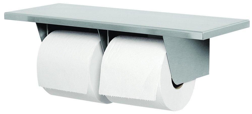 Bradley Corporation Architectural Satin Double-Roll Bath Tissue Dispenser with Stainless Steel Shelf 
