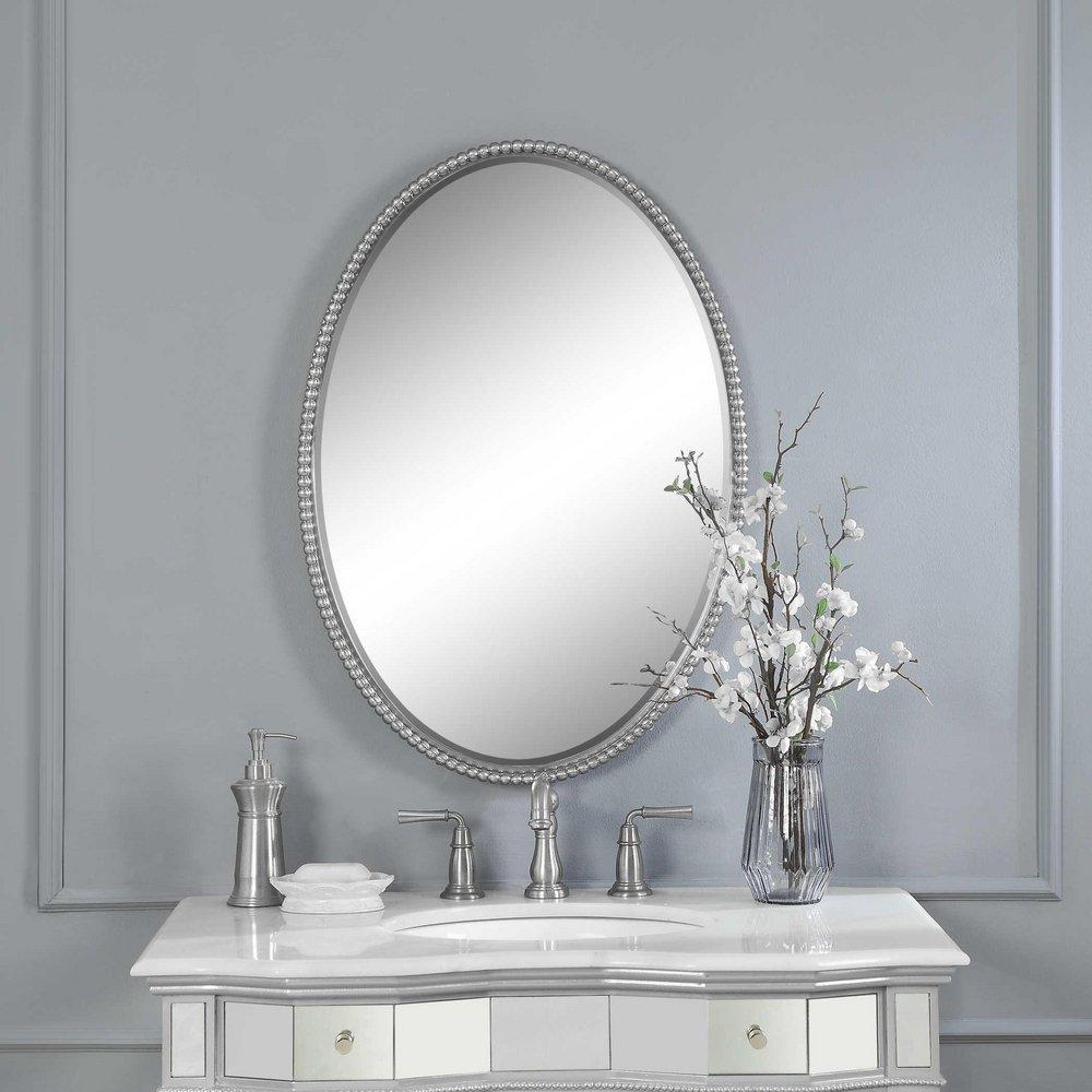 Uttermost Company Brushed Nickel 32 x 22 in. Oval Beveled Mirror 