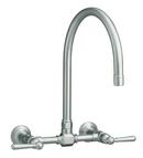 Two Handle Bridge Kitchen Faucet in Brushed Stainless