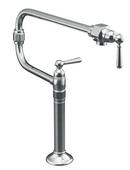 1-Hole Deckmount Pot Filler Kitchen Sink Faucet with Single Lever Handle and 22 in. Extended Spout in Polished Stainless