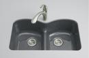 33 x 22 in. 5 Hole Cast Iron Double Bowl Undermount Kitchen Sink in Basalt
