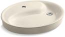 Drop-In Bathroom Sink with Single Faucet Hole and Overflow in Almond