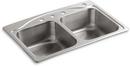 KOHLER Stainless Steel 33 x 22 in. 4 Hole Double Bowl Drop-in Kitchen Sink 