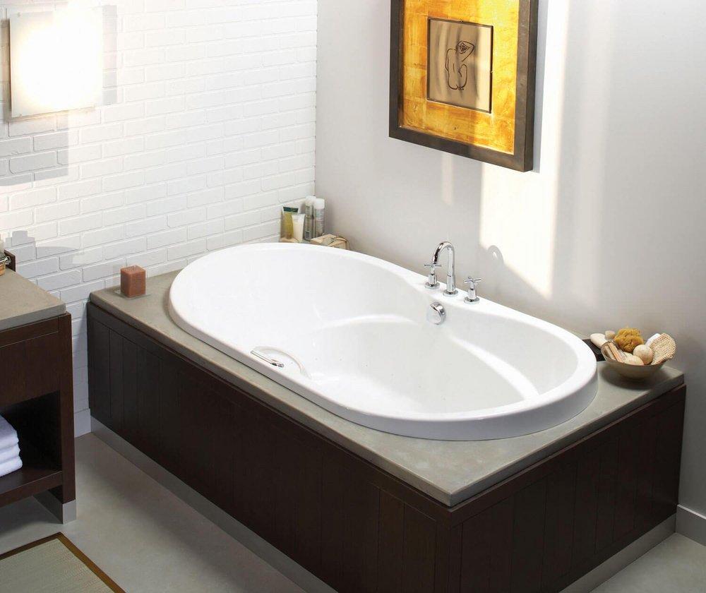 White 72 x 42 in. Combo Drop-In Bathtub with Center Drain 