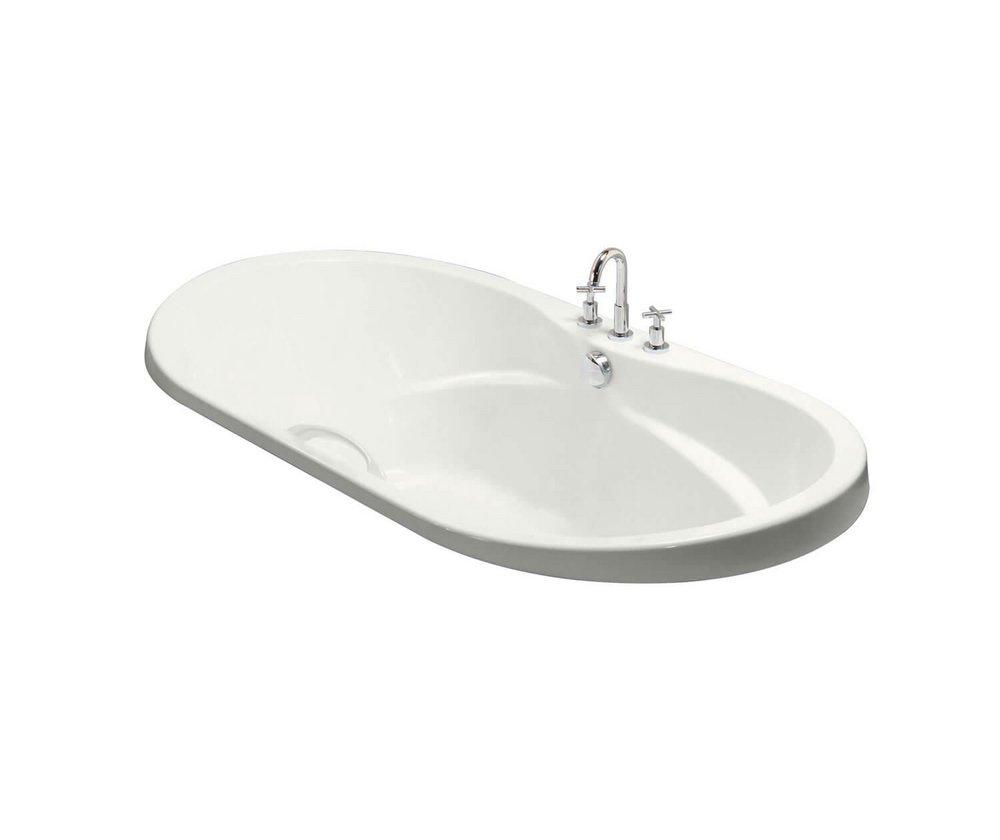 White 72 x 42 in. Combo Drop-In Bathtub with Center Drain 