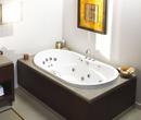 White 72 x 42 in. Combo Drop-In Bathtub with Center Drain 