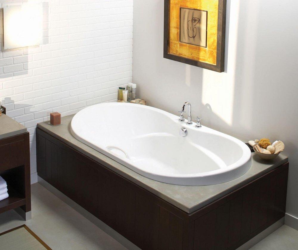 White 72 x 42 in. Combo Drop-In Bathtub with Center Drain 