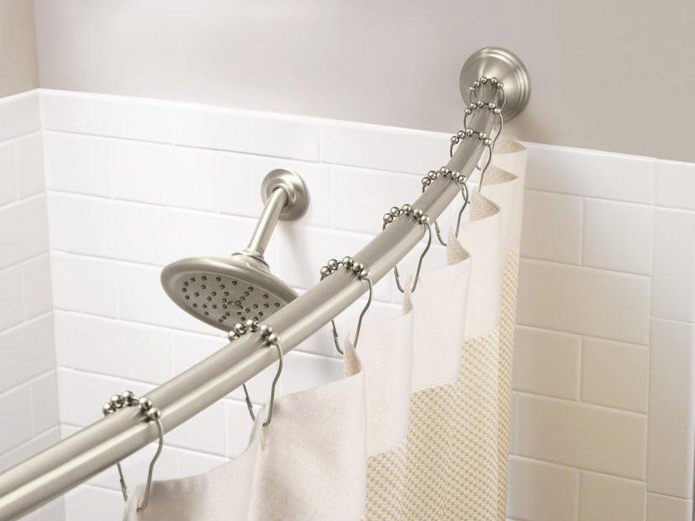 Moen Brushed Nickel 72 in. Wall Mount Curved Shower Rod 