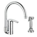 GROHE StarLight&reg; Brushed Nickel 2.2 gpm Single Lever Handle Deckmount Kitchen Sink Faucet High Arc Spout 3/8 in. Compression Connection 