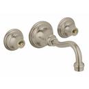 1.5 gpm 3-Hole Wall Mount Bathroom Faucet with Double Lever Handle in Starlight Brushed Nickel (Less Drain Assembly)