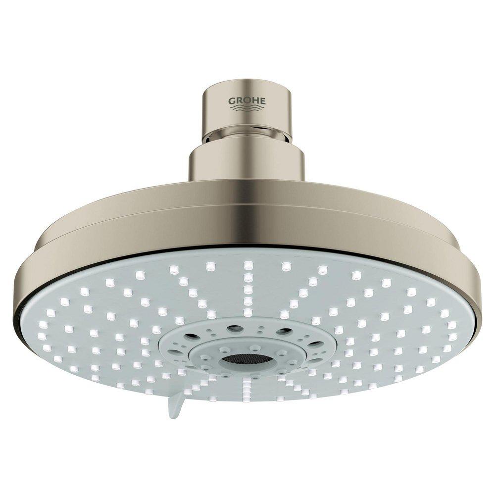 GROHE StarLight&reg; Brushed Nickel Multi Function Jet, Rain, Pure and Champagne Showerhead 