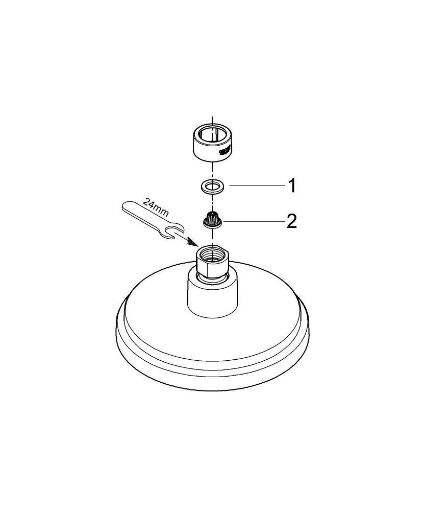 GROHE StarLight&reg; Chrome Multi Function Jet, Rain, Pure and Champagne Showerhead 