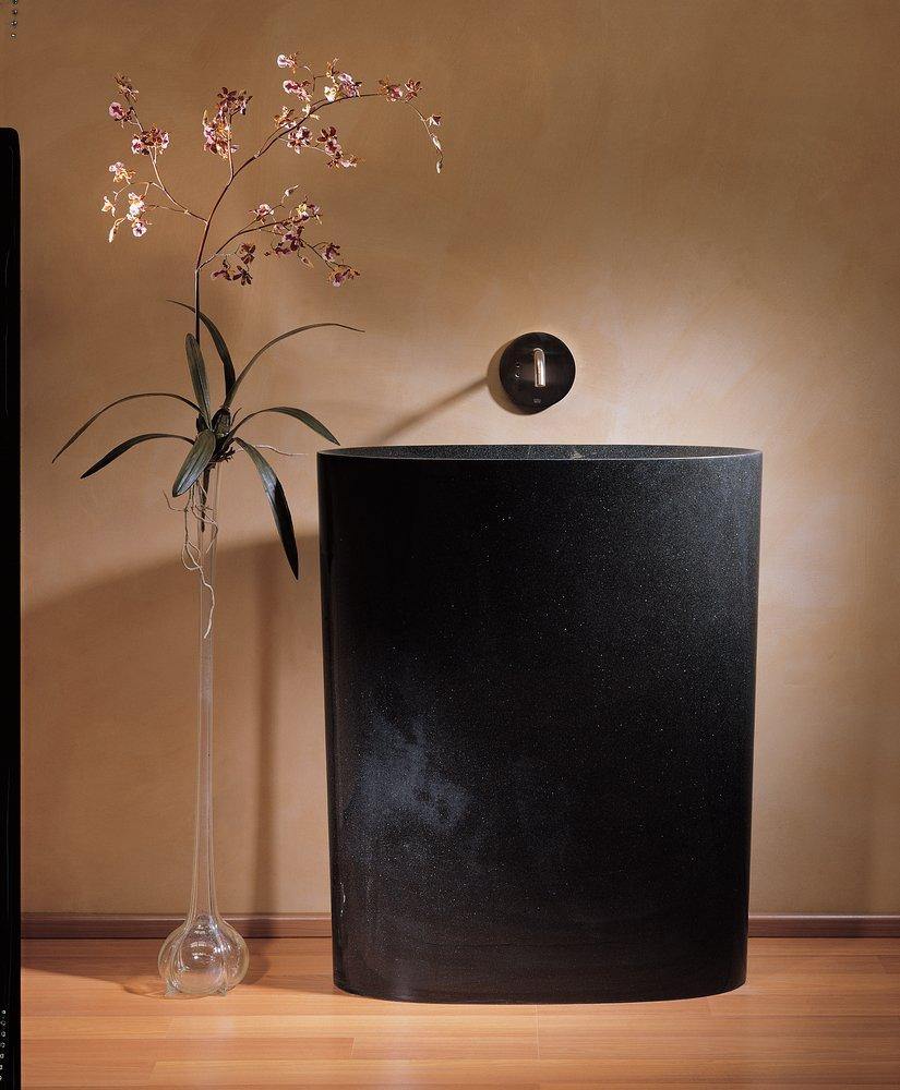 Stone Forest Polished Black Granite Pedestal Bathroom Sink 