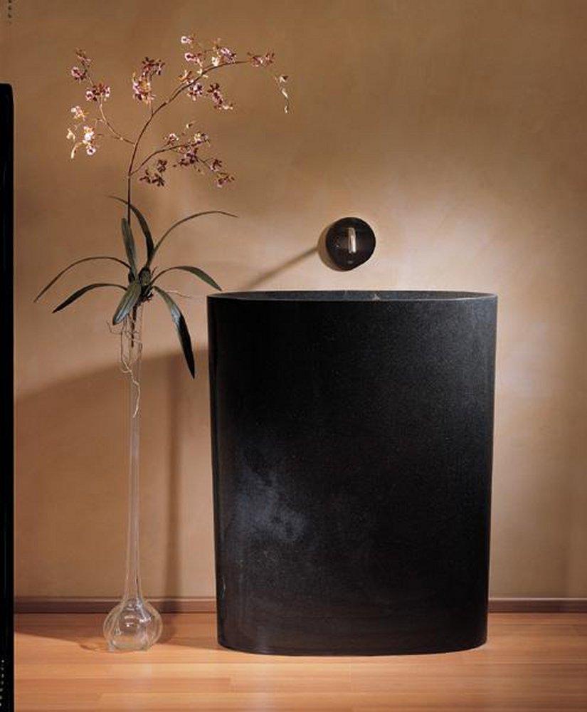 Stone Forest Polished Black Granite Pedestal Bathroom Sink 