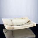 Vessel with Center Drain in White Onyx