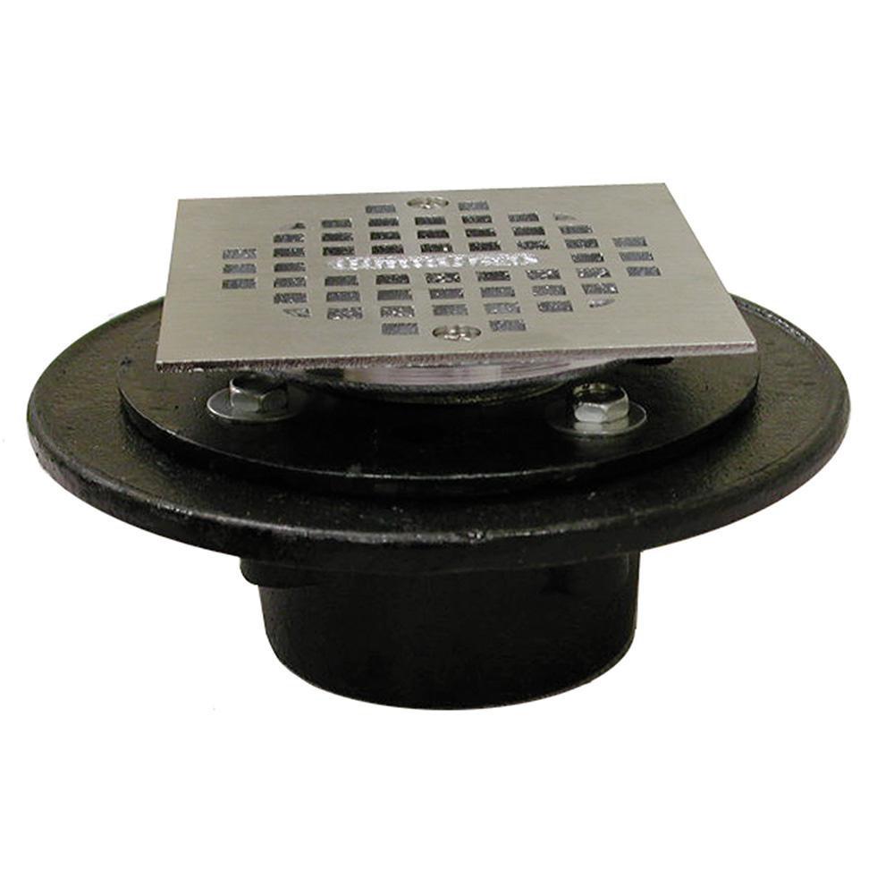 Jones Stephens Polished Brass 2 in. IPS Cast Iron Drain with 4 in. Adjustable Square Strainer 