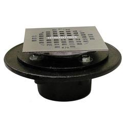 2 in. IPS Cast Iron Drain with 4 in. Adjustable Square Strainer Polished Chrome