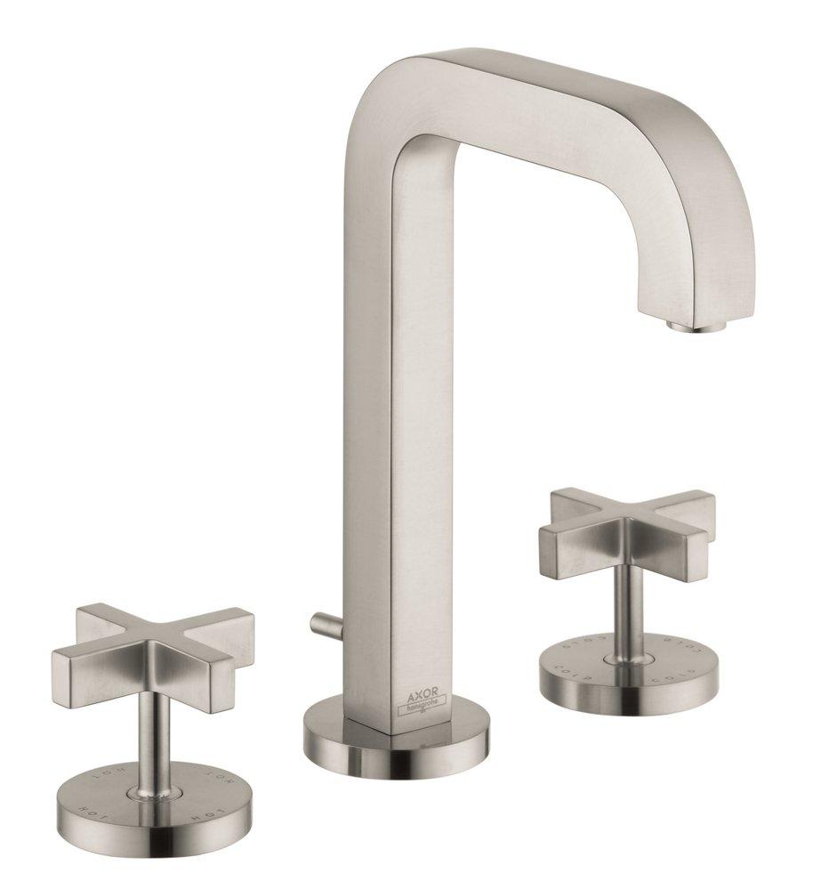AXOR Brushed Nickel Double Cross Handle Widespread Bathroom Sink Faucet 