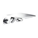 Double-Handle Wall Mount Widespread Lavatory Faucet in Polished Chrome
