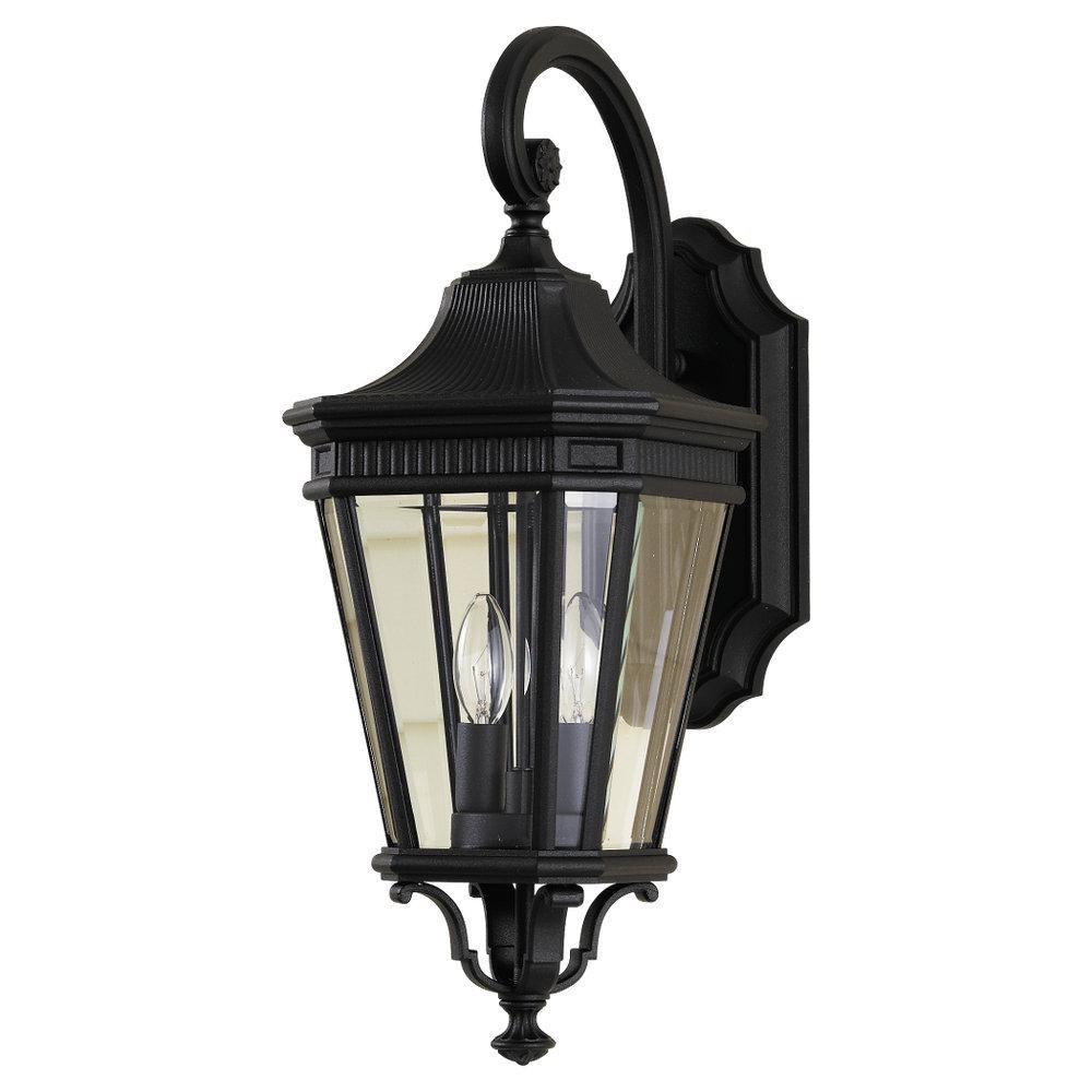 Visual Comfort & Co. Generation Lighting Black 9 in. 60W 2-Light Candelabra E-12 Incandescent Wall Lantern 