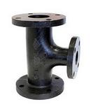 4 in. Flanged x Threaded Black 125# Cast Iron Tee