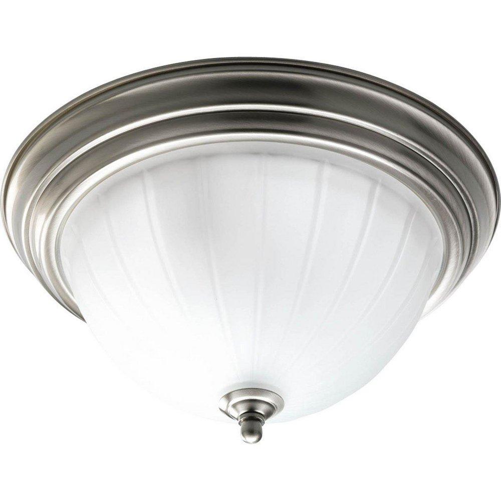 Homestyle Lighting Brushed Nickel 75W 2-Light 120V Flushmount Ceiling Fixture 