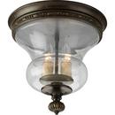 60 W 2-Light Candelabra E-12 Flush Mount Ceiling Fixture in Forged Bronze