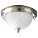 Homestyle Lighting Brushed Nickel 11-3/8 in. 1-Light LED Flushmount with Etched Ribbed Glass Shade 