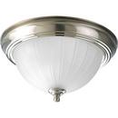 Progress Lighting Brushed Nickel 11-3/8 in. 1-Light LED Flushmount with Etched Ribbed Glass Shade 
