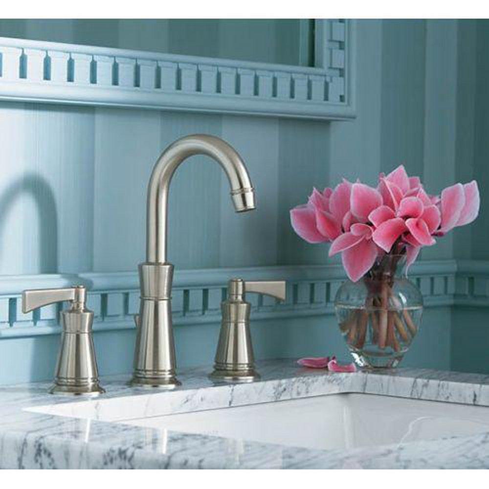 KOHLER Vibrant Brushed Nickel Two Handle Widespread Bathroom Sink Faucet 