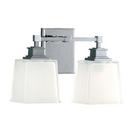 100W 2-Light Vanity Fixture with Clear Outside and Frosted Inside Glass in Polished Chrome
