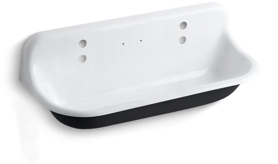KOHLER White 4 ft. Cast Iron Wash Service Sink 