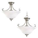 100 W 2-Light Semi-Flush Convertible Ceiling Fixture in Antique Brushed Nickel