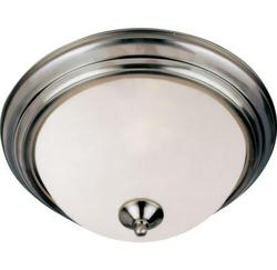 13-1/2 in. 2-Light Flushmount in Satin Nickel with Frosted Glass Shade