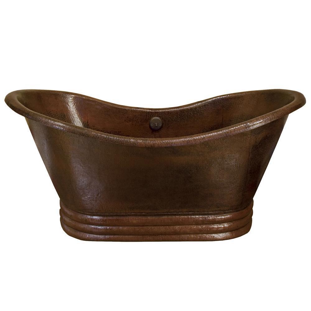 Native Trails Antique Copper 60 x 29 in. Freestanding Bathtub with Center-Hand Drain 