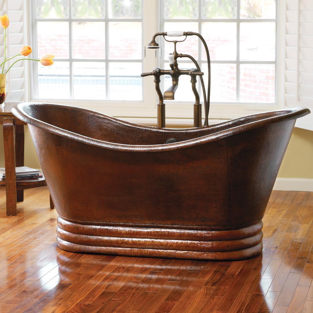 Native Trails Antique Copper 60 x 29 in. Freestanding Bathtub with Center-Hand Drain 