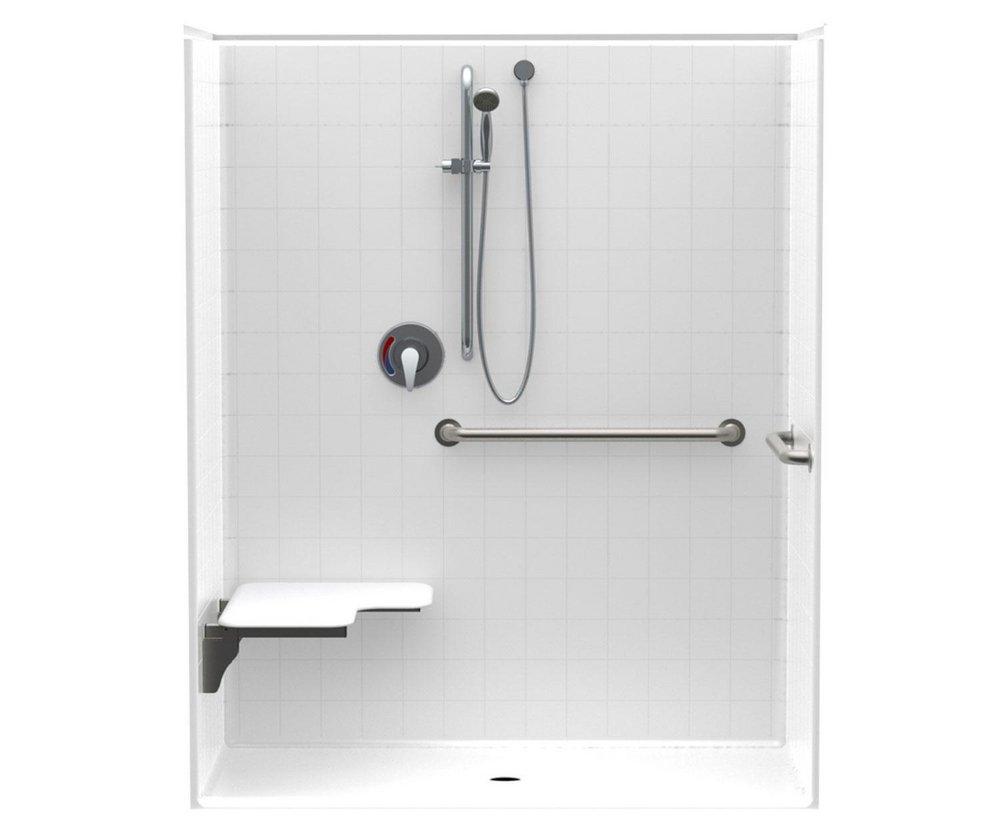 Aquatic White 60 x 34 in. Gelcoat Center Drain Shower 