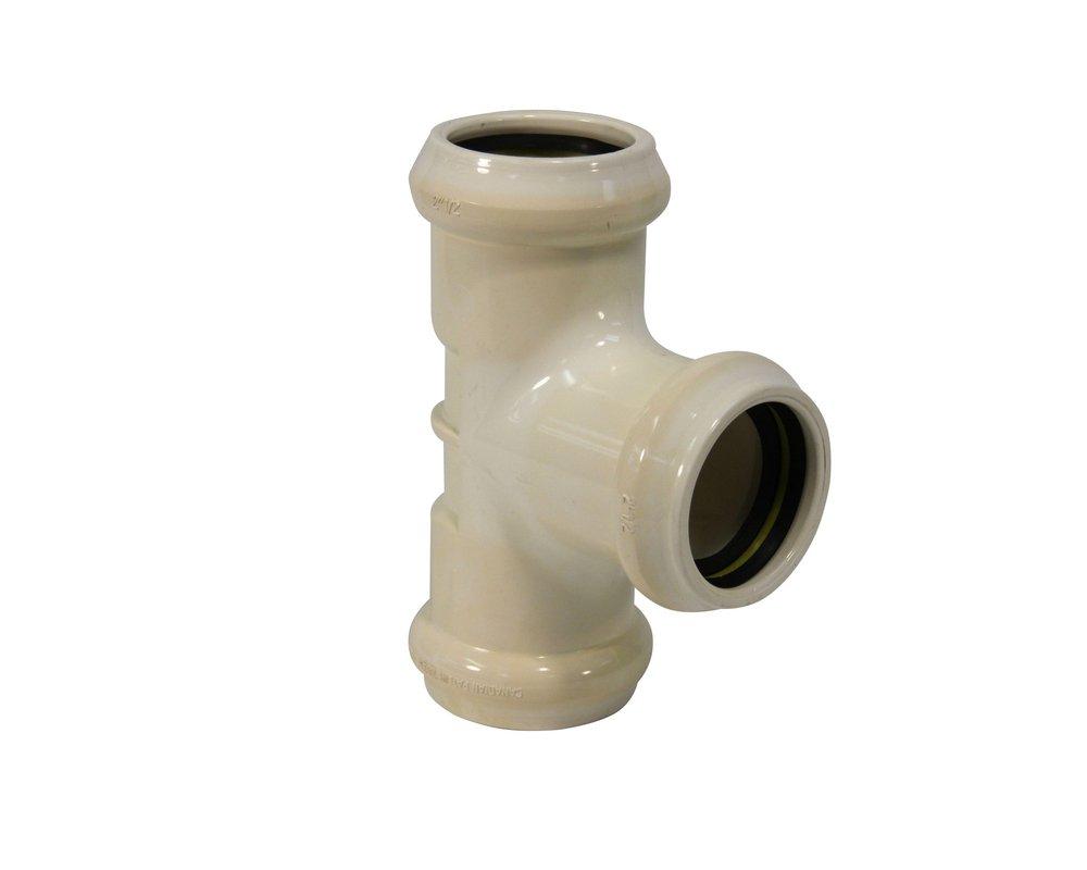 White Gasket IPS Straight SDR 35 PVC Tee 