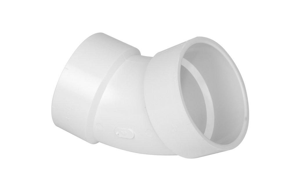 Multi-Fittings Corporation White Hub Straight and DWV PVC 45 Degree Elbow in White 