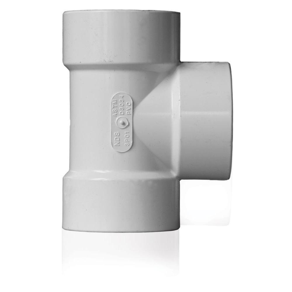 Multi-Fittings Corporation White Hub Straight, DWV and Sanitary Schedule 40 PVC Tee in White 