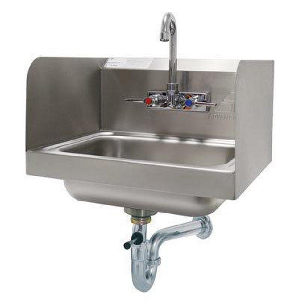Advance Tabco Satin Wall Mount Hand Service Sink with Side Splash 