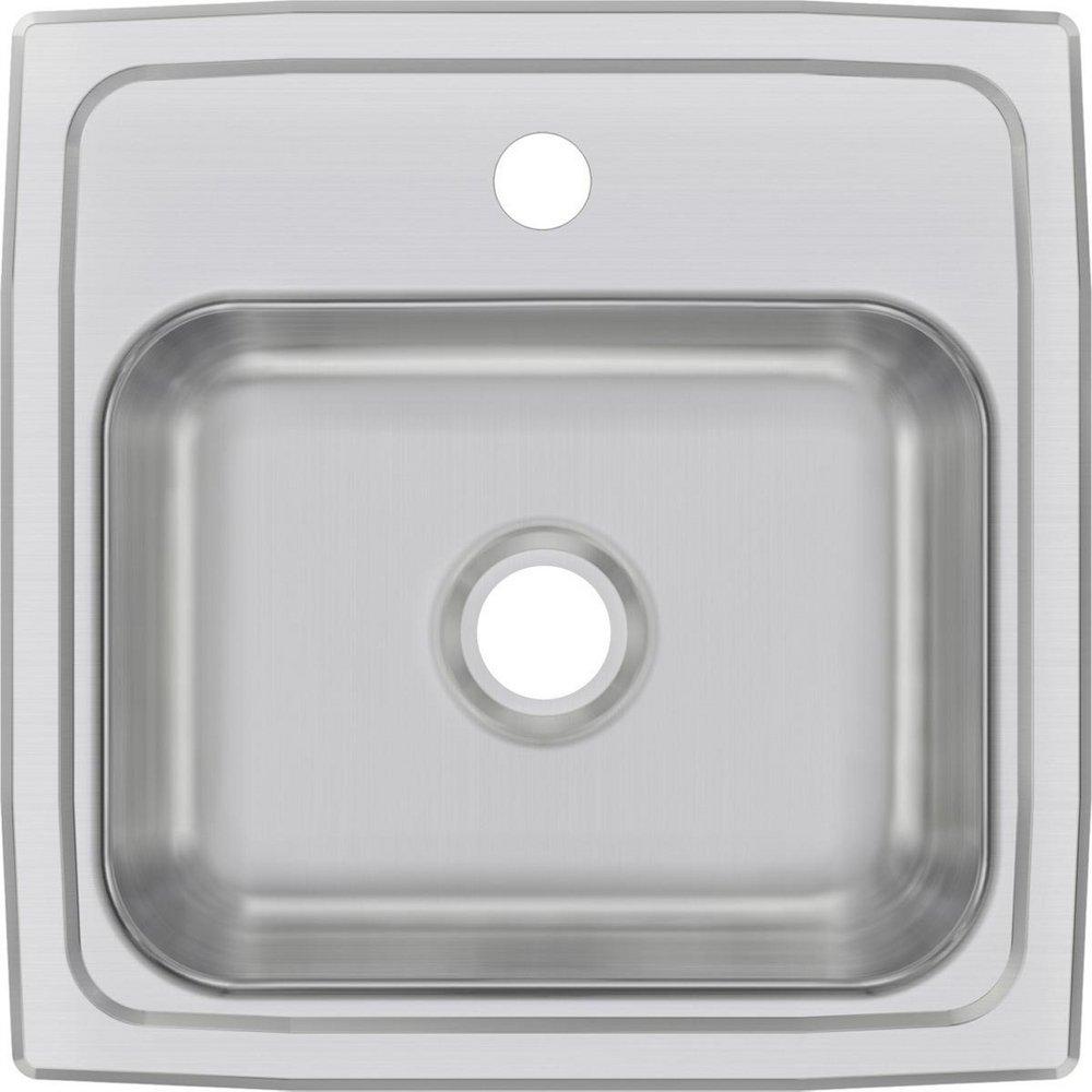 Elkay Brushed Satin 15 x 15 in. 1 Hole Drop-in Stainless Steel Bar Sink 