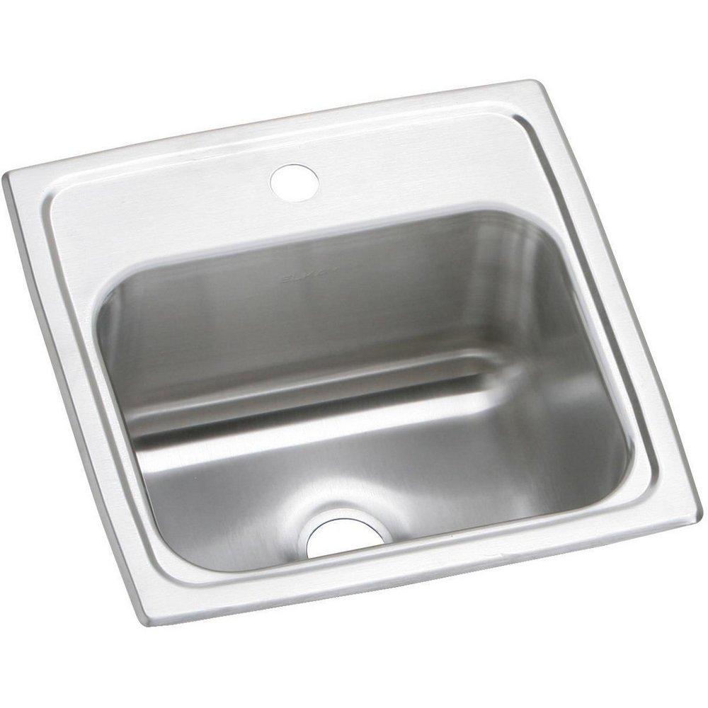 Elkay Brushed Satin 15 x 15 in. 1 Hole Drop-in Stainless Steel Bar Sink 