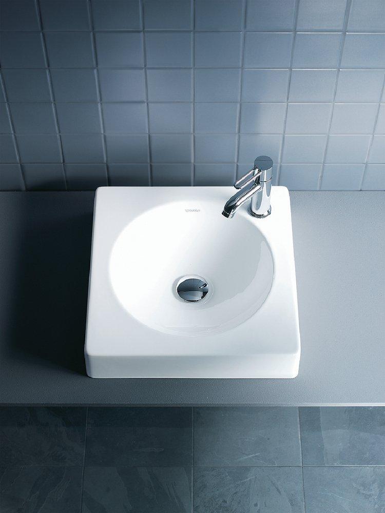 Duravit White 19-69/100 x 19-69/100 in. 1 Hole 1-Bowl Above counter Ceramic Square Bathroom Sink 