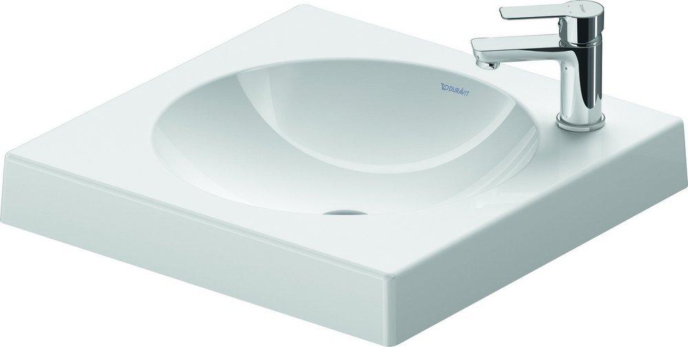Duravit White 19-69/100 x 19-69/100 in. 1 Hole 1-Bowl Above counter Ceramic Square Bathroom Sink 